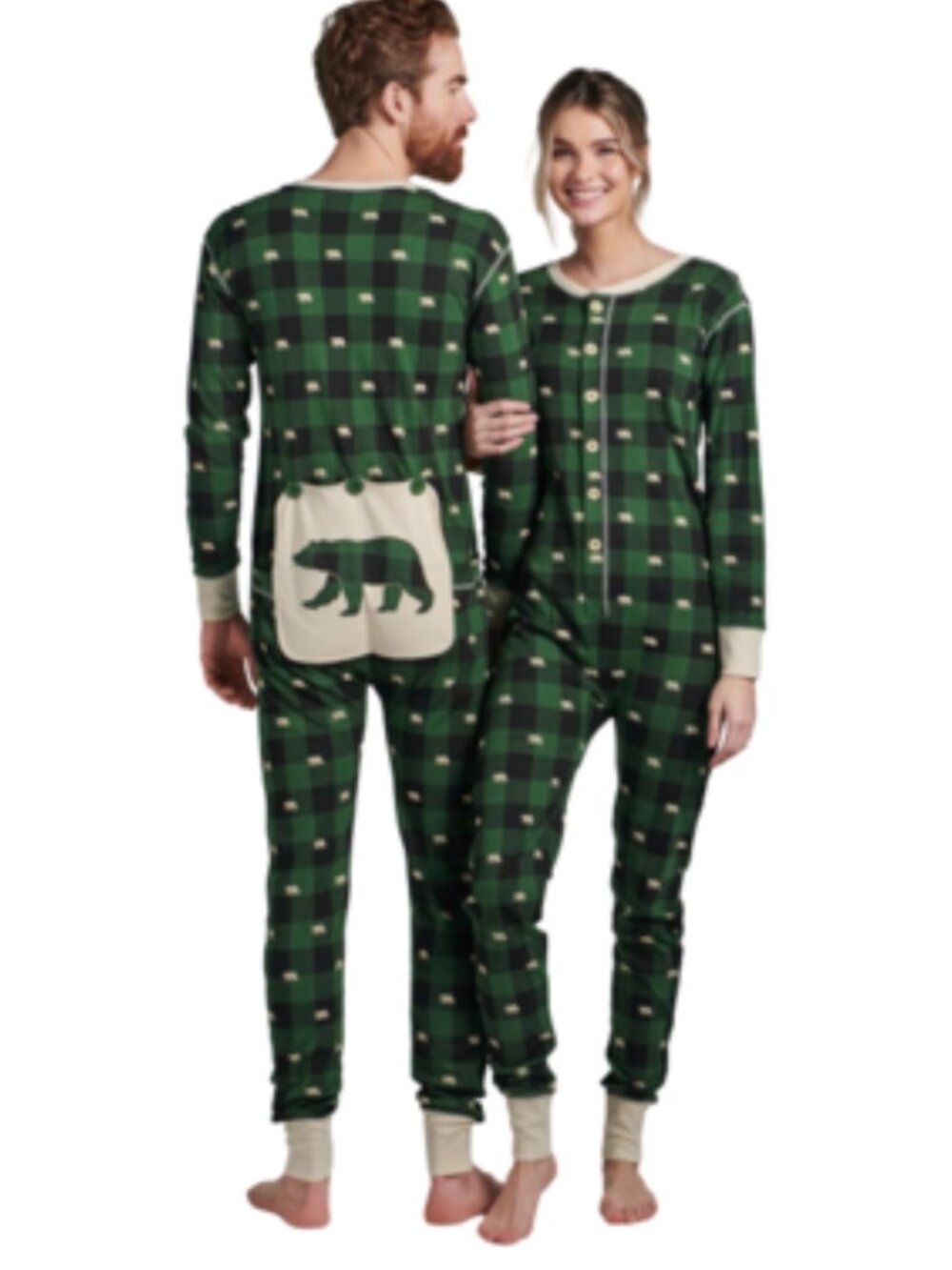 🐻 NWT Little Blue House by Hatley Bear Plaid Union Suit Forest Green Unisex SP